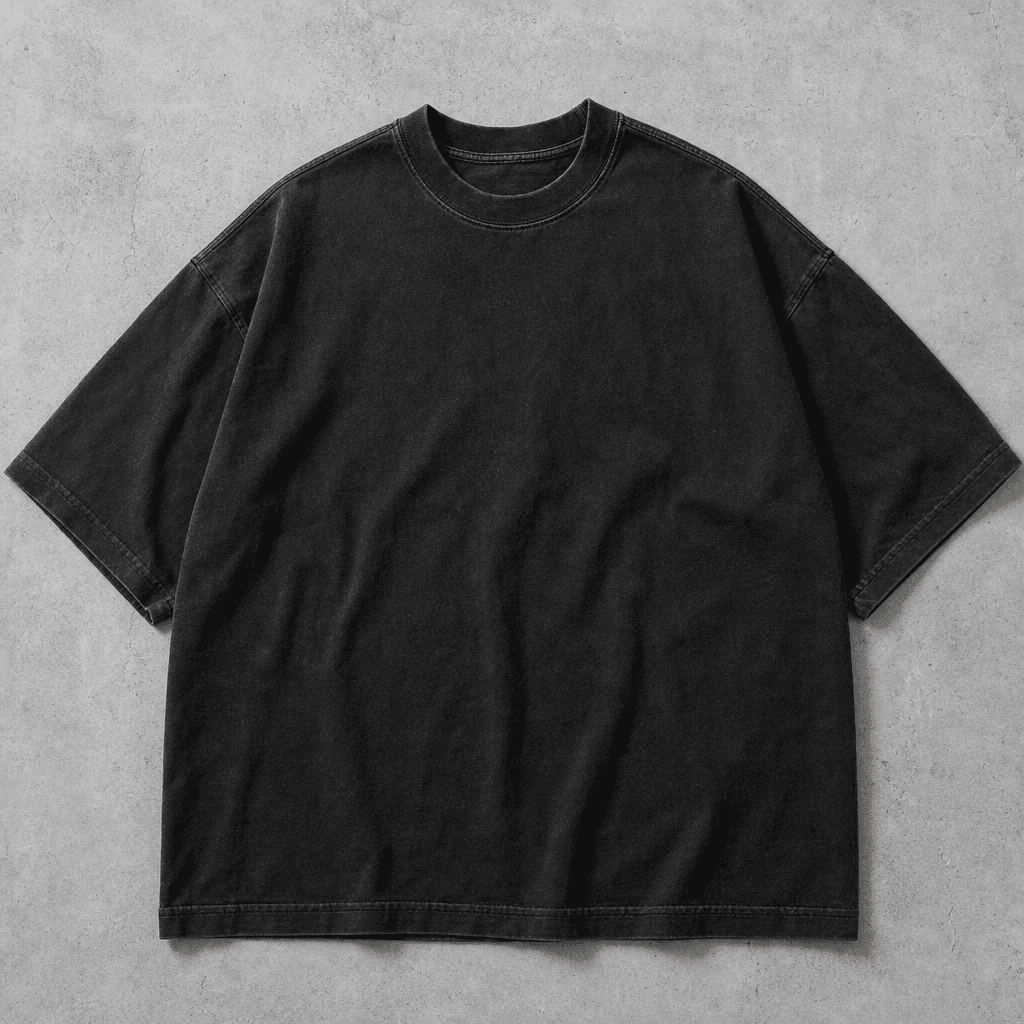 Heavyweight blank cotton T-shirt product photo, flat lay, studio lighting