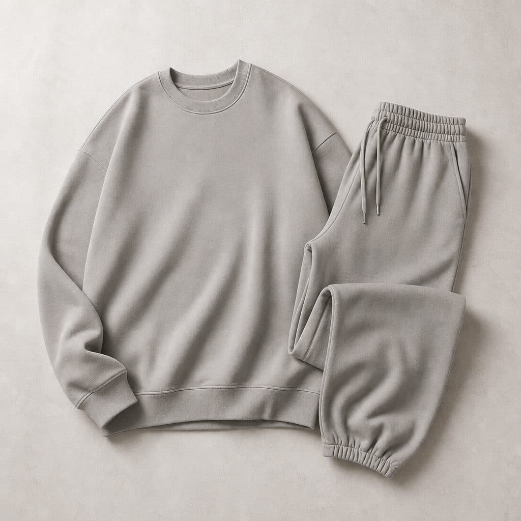 Custom 260 GSM Oversized Casual Set — Custom Labels product photo, flat lay, studio lighting