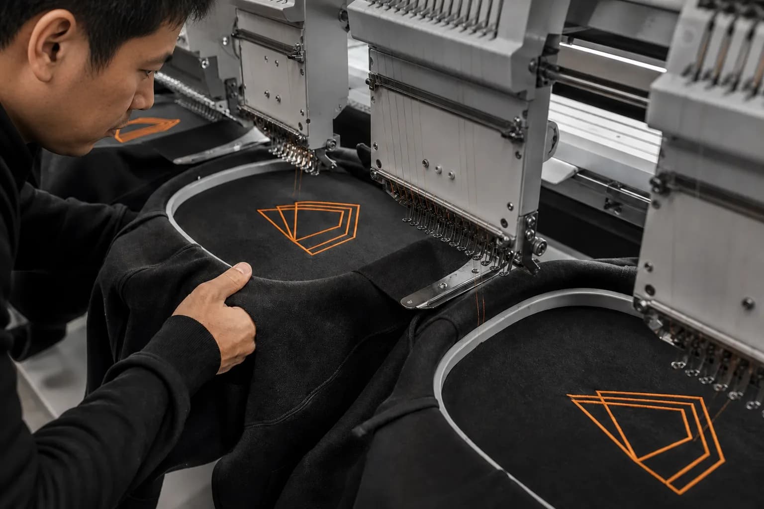 Computerized embroidery — AI-generated manufacturing process illustration