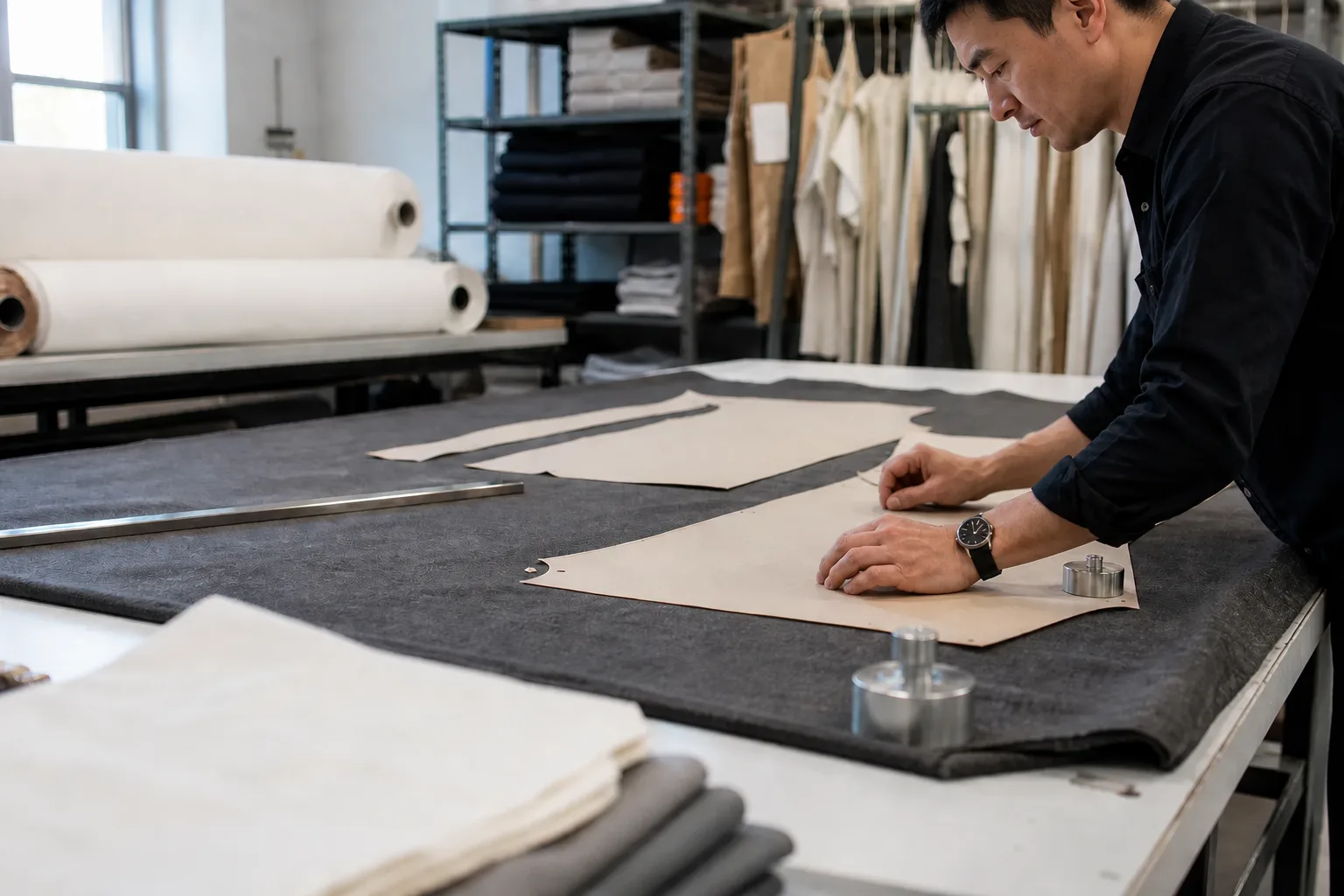 Pattern and cutting preparation — AI-generated manufacturing process illustration